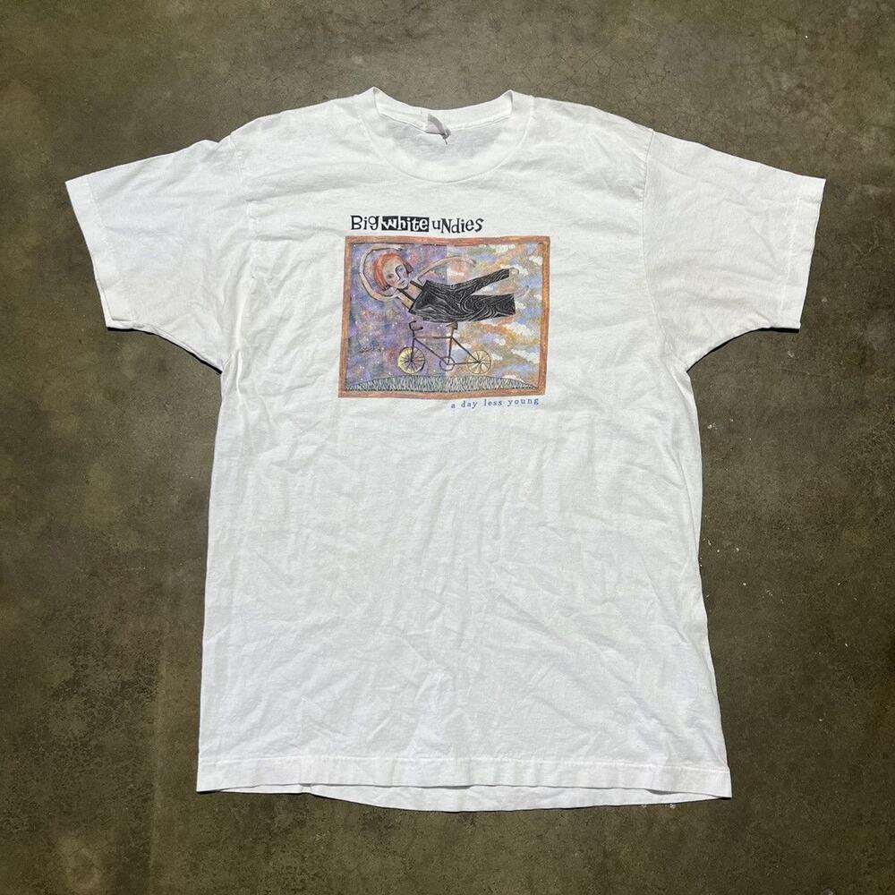 Vintage 90s Big White Undies White Art Band T-Shirt
